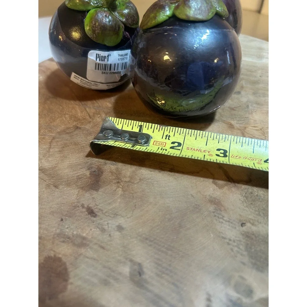 Pier 1 Artificial Mangosteen Fruit Set‎ 3 Purple Decorative Bowl Fillers 2298856